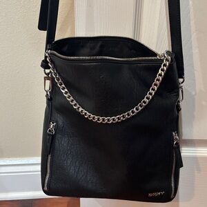 DKNY Black Crossbody Bag with Silver Chain